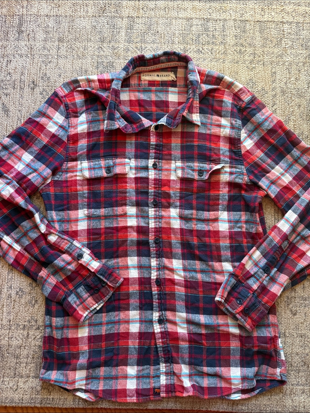 Men's Red Plaid Button-Up Flannel Shirt